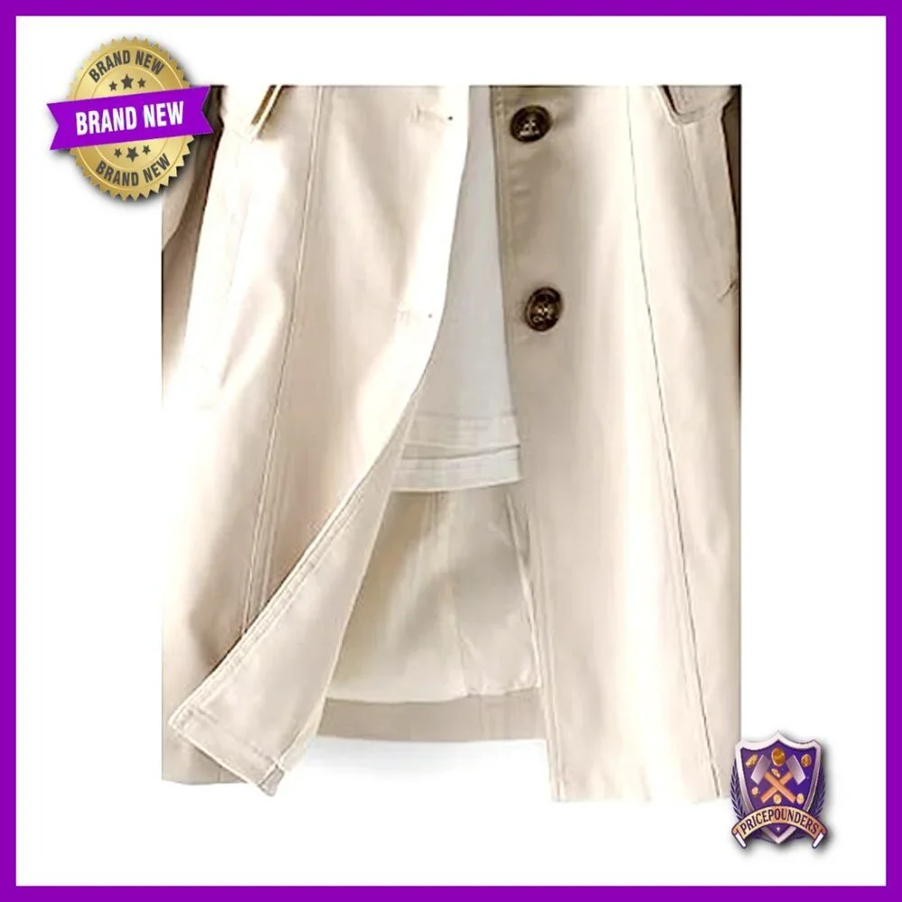 Classic Trench Coat Single Breasted Mid-Length Puff Sleeve Elegant Outerwear